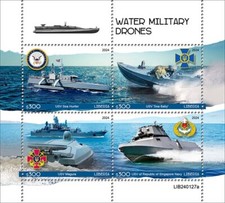 2024 09 - LIBERIA  - WATER MILITARY DRONES   4V    MNH **
