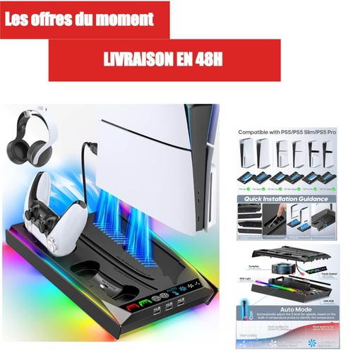 Support ps5 avec ventilateur - ps5,