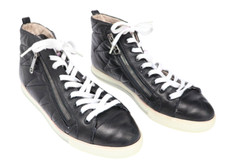 MIU Chaussures Femmes ( Ue ) 38 Haut Noir Cuir Fermeture Éclair Sur Côtés Lacet