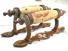 Antique Old Original Victorien Style Rare Céramique Laiton Porte Poignées