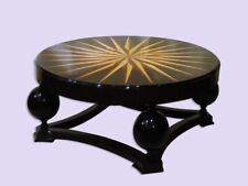 Table basse ronde en  bois d'hêtre palissandre avec motif inspiré par l'Art Déco