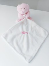 Doudou Plat/Mouchoir Peluche Petit Ours Ourson Rose Blanc Les Bonbons  - Babynat