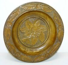 *ANCIEN PLAT A OFFRANDES BOIS Sculpté de fleurs AU CENTRE & SUR L'AILE RELIGION