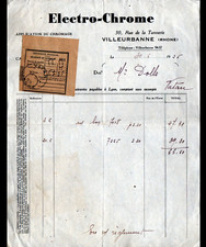 VILLEURBANNE (69) Atelier de CHROMAGE CADMIAGE "ELECTRO-CHROME" Facture en 1935
