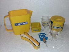 RICARD LOT N°2.  2 VERRES + 5 PIECES DIFFERENTES