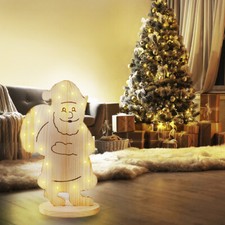 Père Noël Décoration de Extérieur Intérieur LED Batterie Minuteur Pin H 80 CM