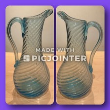 pichet normand en Verre Bleu Soufflé fin 18ème Pontil Minthe Glass 18 Th