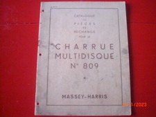 CATALOGUE PIECES  CHARRUE  MULTIDISQUE   MASSEY -   HARRIS  N°809    12/1956