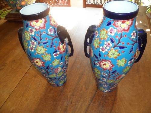 Paire vase emaux - paire, de