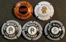 Lot lettre P - POL ROGER 1990... / 5 CAPSULE PLAQUE DE MUSELET CHAMPAGNE