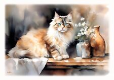 Tableau - création originale - Portrait Chat race Siberien