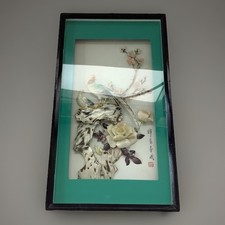 Tableau Diorama  Chine Oiseau Et Branche Nacré Fait Main  Vintage