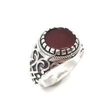 bague classique en argent 925 bague sceau cornaline bijou homme massif RW 58