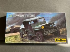 Maquette Militaire Blindé Figurine Voiture Jeep Willis Trailer Heller 1/35
