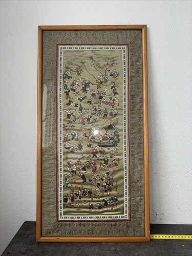 Ancien tableau tapisserie soie - ancien,
