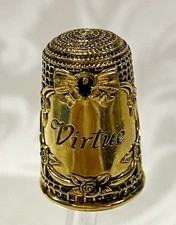 Dés à coudre Franklin Mint en argent sterling plaqué or Virtue