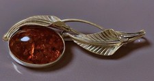 VINTAGE BROCHE ARGENT AMBRE ANCIEN BIJOU SILVER AMBER BROOCH
