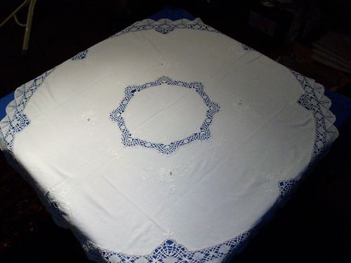 Nappe ronde ancienne coton - nappe,