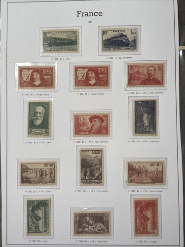 Timbres france année 1937 - france,