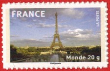 2009-Autoadhésif monde support blanc-Timbre neuf**Tour eiffel de Paris-Yt.335a