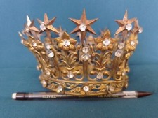 ANCIENNE COURONNE RELIGIEUSE/STATUE/LA VIERGE/LAITON/CROWN/STRASS/DIADEME/ETOILE