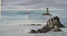 Aquarelle originale signée, Phare de la vieille et sa plate, Pointe du Raz 2024