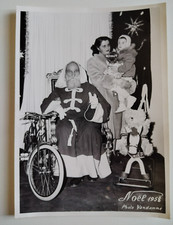 ANCIENNE PHOTO PERE NOEL 1958 VELO OURS CHEVAL A BASCULE POUPEE VANDAMME