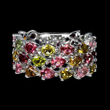 925 Bague en Argent Poire Tourmaline Naturel Pierre Précieuse Bijoux Taille