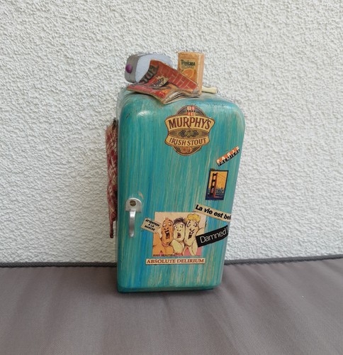 Mini frigo vintage bois - frigo,