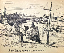 Franck Innocent - Marins au port lithographie signée