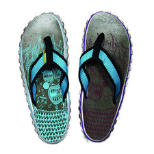 Beach Religion Scary Monster Tongs Chaussons Pantoufles Sandales Chaussures bleu