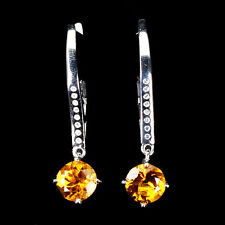 925 Argent Sterling Rond Citrine Jaune 10mm Simulé Boucles D'Oreilles Cz
