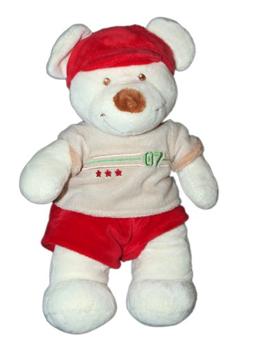 Doudou ours blanc short - short, rouge