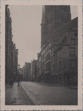 Pologne, Gdańsk (Danzig), Rue et église, Tirage vintage, ca.1930  tirage d