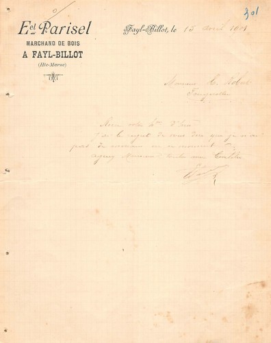 Ancienne lettre e parisel - ancienne,
