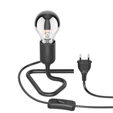 Lampe de table TRIN avec douille E27 Triangle pied triangulaire noir avec fiche