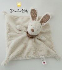 5519?Doudou plat Mouchoir lapin Écru Beige foulard bandana Marron TOYS NICOTOY