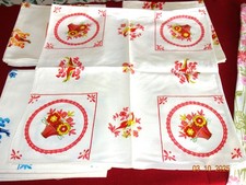 NAPPE  RONDE FLEURIE diamètre 176 SERVIETTES  PANIER FLEURS  RHONE POULENC