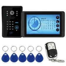 Kit de sonnette vidéo filaire 7 pouces interphone Télécommande ID CARD  prise UE