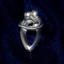 Bijou femme cadeau Pendentif mode design seul en argent buste couple enfant P231