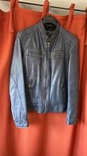 Veste Blouson Cuir Redskins Bleu pétrole Taille L