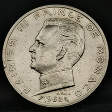 5 FRANCS 1960 RAINIER III ARGENT 835‰ MONACO 125000 Ex. / Réf. 101125
