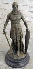 10 Western Bronze Cuivre Marbre Décoration Warrior Knight Sculpture Statue Solde