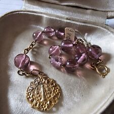 Dizainier Communiante Xixe En Vermeil Longueur 16cm Poignet Enfant Perles Mauves