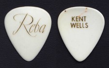 Vintage Reba Mcentire Kent Wells Signature Blanc/Doré Guitare Pick - 1990s Tours