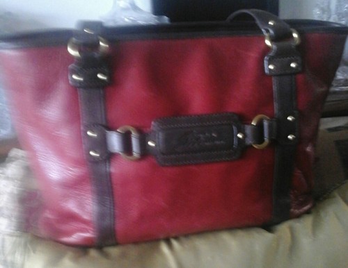 Leather handbag red - handbag,, br