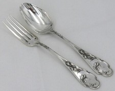 Louis Coignet, couvert de table en argent massif Minerve, Art Nouveau, iris.