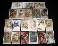 MUGUET BRIN CLOCHETTE FETE 1er MAI LOT 20 CPA CPSM PERSONNAGE DESSIN BOUQUET B05