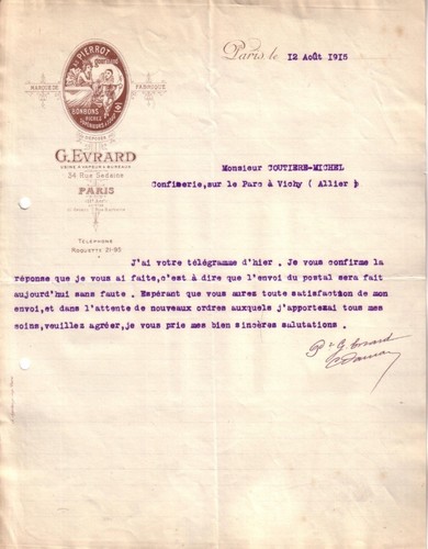 Paris lettre evrard - g.,