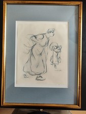 Dessin original de Théophile Alexandre STEINLEN - "Blanchisseuses" - Montmartre